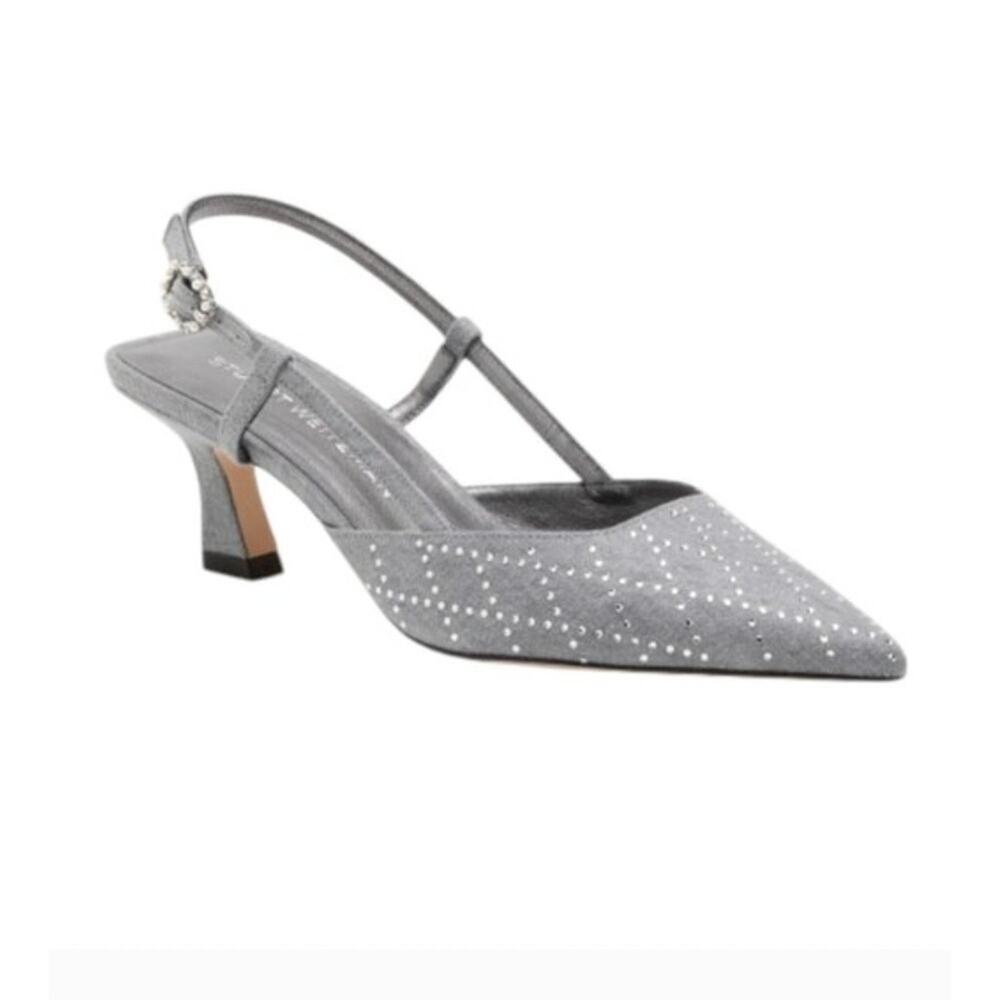 Stuart Weitzman Vinnie Crystal 50 Slingback Pump 7 Perla cleara